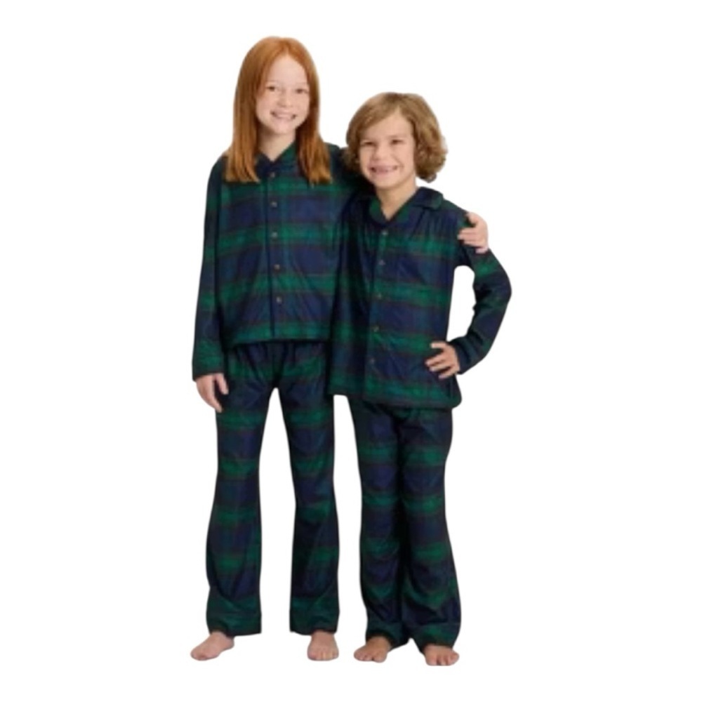 NWOT Wondershop Green and Blue Plaid Kids Pajama Set- M